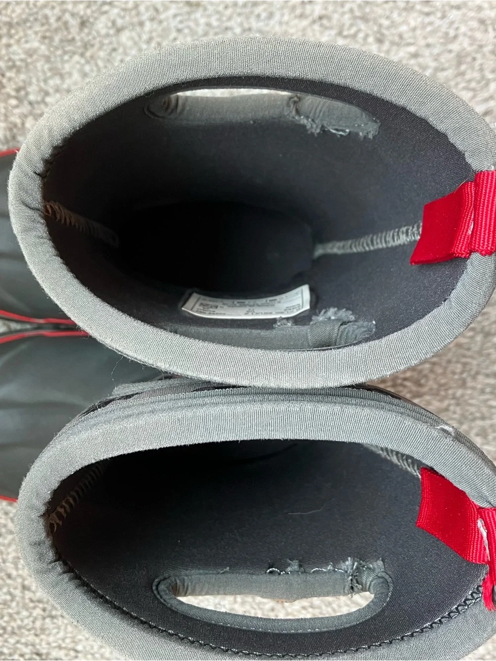Bogs Kids Grey Skull Rain Boots with Red Accents